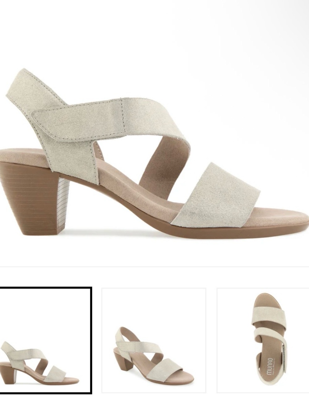 Munro LUCIA Women's Champagne beige Crisscross Heel leather Sandals 7 SS NEW